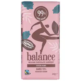 Holland & Barrett Balance Cacao Nibs 72% Pure Chocoladereep - 100g aanbieding