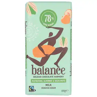 Holland & Barrett Balance Pistache, Amandel & Hazelnoot Chocoladereep - 100g aanbieding