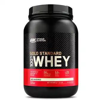 Holland & Barrett Optimum Nutrition Gold Standard 100% Whey Unflavoured - 900g aanbieding