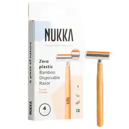 Holland & Barrett Nukka Plasticvrij Bamboe Wegwerp Scheermes - 4 stuks aanbieding