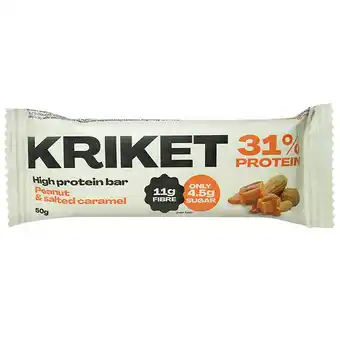 Holland & Barrett KRIKET Proteïnebar Pinda & Gezouten Karamel - 50g aanbieding
