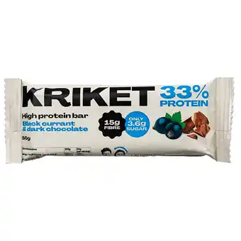 Holland & Barrett KRIKET Proteïnebar Zwarte Bes & Pure Chocolade - 50g aanbieding