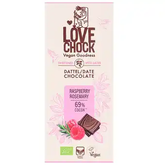 Holland & Barrett Lovechock Date Chocolate Raspberry Rosemary 69% – 70g aanbieding