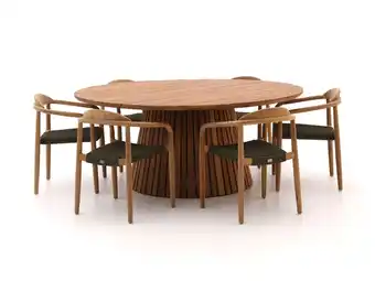 Kees Smit Bellagio Berbaro/Santa Severina ø180cm dining tuinset 7-delig stapelbaar aanbieding