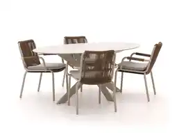 Kees Smit Bellagio Caronia/Furato ellips 200cm dining tuinset 5-delig stapelbaar aanbieding