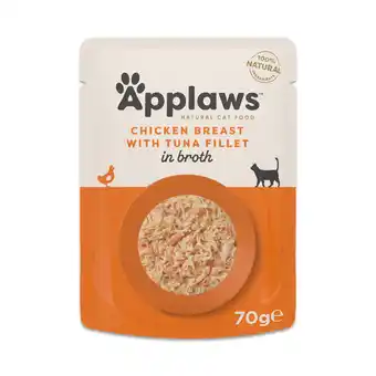 Zooplus Applaws Maaltijdzakjes in Bouillon Voordeelpakket 12 x 70 g Kattenvoer - Kipfilet met tonijnfilet aanbieding