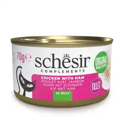Zooplus Voordeelpakket: 24x70g Schesir Complementen in gelei kip met ham natvoer voor katten aanbieding