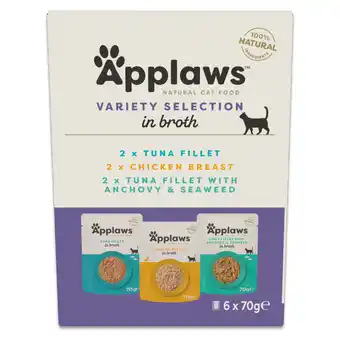 Zooplus Mixpack Applaws Maaltijdzakjes in Bouillon 12 x 70 g Kattenvoer - Mixpakket Tonijn & Kip (3 Soorten) aanbieding