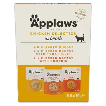 Zooplus Mixpack Applaws Maaltijdzakjes in Bouillon 12 x 70 g Kattenvoer - Mixpakket Kip (3 Soorten) aanbieding