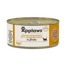 Zooplus Applaws in Bouillon 6 x 70 g Kattenvoer - Kipfilet met kippenlever aanbieding