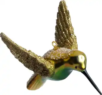 Intratuin Intratuin kerst ornament kolibri goud / groen 7,5 x 7,5 x 8 cm aanbieding