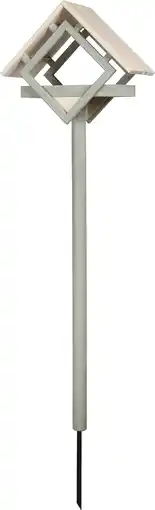 Intratuin Intratuin vogelvoerderhuisje Kubus grijs/naturel 48 x 25 x 177 cm aanbieding