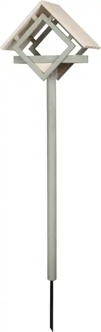 Intratuin Intratuin vogelvoerderhuisje Kubus grijs/naturel 48 x 25 x 177 cm aanbieding