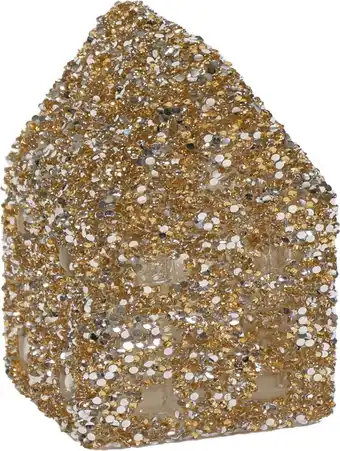 Intratuin Kerstfiguur Strass Huis goud 7,5 x 7,5 x 10 cm aanbieding