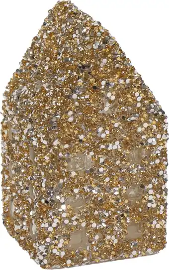 Intratuin Kerstfiguur Strass Huis goud 8,5 x 8,5 x 15,5 cm aanbieding