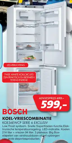Vobis Bosch koel-vriescombinatie KGE36EWCP serie 6 exclusiv aanbieding