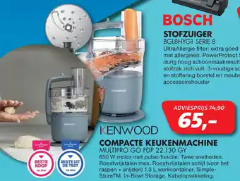 Vobis Kenwood compacte keukenmachine multipro GO FDP 22.130 GY aanbieding
