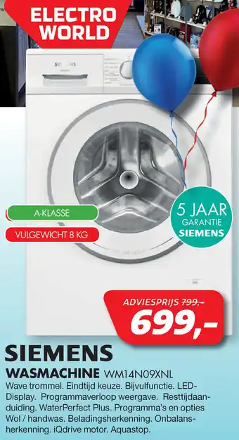 Vobis Siemens wasmachine WM14N09XNL aanbieding