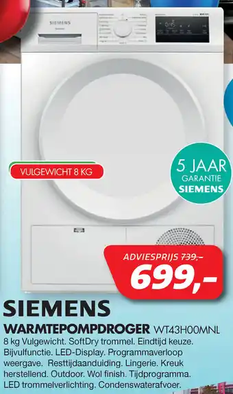 Vobis Siemens warmtepompdroger WT43H00MNL aanbieding