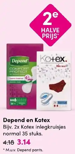 Drogisterij Visser Depend en Kotex aanbieding