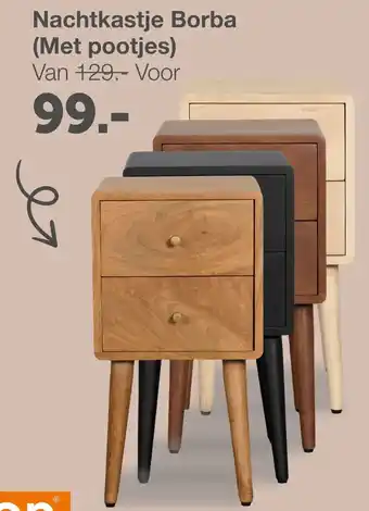 Woonexpress Nachtkastje Borba (Met pootjes) aanbieding