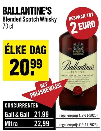 Dirck 3 Ballantine's Blended Scotch Whisky aanbieding