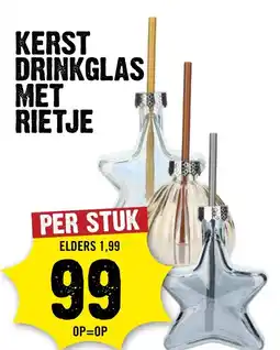 Dirck 3 Kerst drinkglas met rietje aanbieding