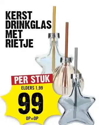 Dirck 3 Kerst drinkglas met rietje aanbieding