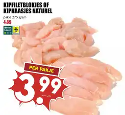 De Boerenschuur Kipfiletblokjes of kiphaasjes naturel aanbieding