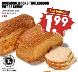 De Boerenschuur Boonacker rond tijgerbrood wit of tarwe aanbieding