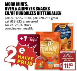 De Boerenschuur Mora mini's, Oven & airfryer snacks en of rundvlees bitterballen aanbieding