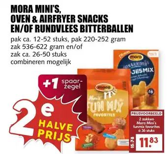 De Boerenschuur Mora mini's, Oven & airfryer snacks en of rundvlees bitterballen aanbieding