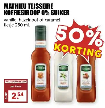 De Boerenschuur Mathieu teisseire koffiesiroop 0% suiker aanbieding