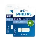 Bol.com Philips 8GB USB Stick - Spring Green Snow Edition - USB-A 2.0 - LED - Wit - 2-Pack aanbieding