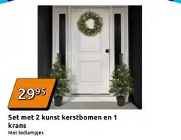 Action Set met 2 kunst kerstbomen en 1 krans aanbieding