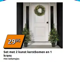 Action Set met 2 kunst kerstbomen en 1 krans aanbieding