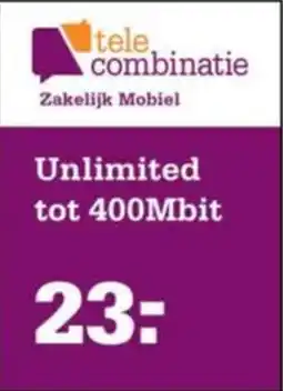 Telecombinatie Unlimited tot 400Mbit aanbieding