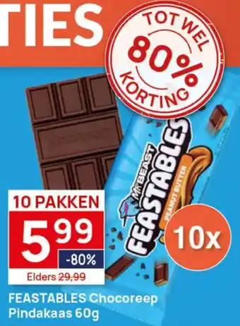 Butlon Feastables Chocoreep Pindakaas aanbieding