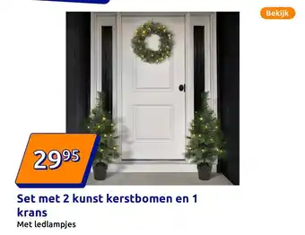 Action Set met 2 kunst kerstbomen en 1 krans aanbieding