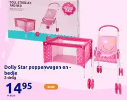 Action Dolly Star poppenwagen en -bedje aanbieding