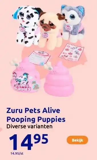 Action Zuru Pets Alive Pooping Puppies aanbieding