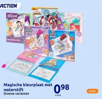 Action Magische kleurplaat met waterstift aanbieding