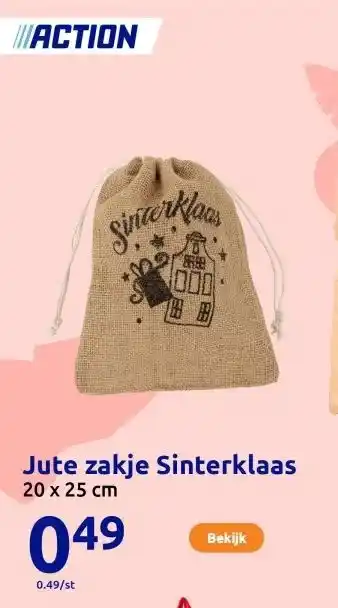 Action Jute zakje Sinterklaas aanbieding