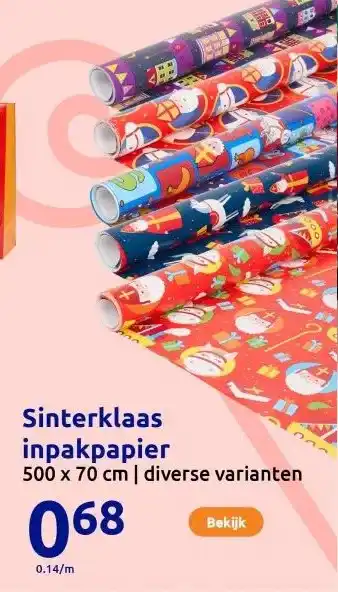 Action Sinterklaas inpakpapier aanbieding