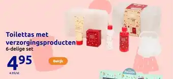 Action Toilettas met verzorgingsproducten aanbieding