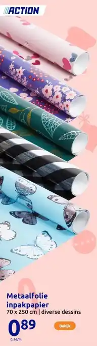 Action Metaalfolie inpakpapier aanbieding