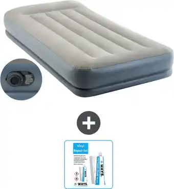 Bol.com Intex Luchtbed - 1-Persoons - 99 x 191x 30 cm - Grijs - Inclusief pomp - Reparatieset aanbieding
