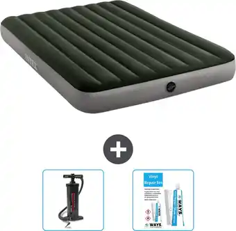 Bol.com Intex Luchtbed - 2-Persoons - 152 x 203 x 25 cm - Groen - Inclusief Pomp en Reparatieset aanbieding