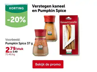 Aveve Verstegen kaneel en Pumpkin Spice aanbieding