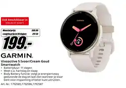 MediaMarkt Garmin Vivoactive 5 Ivoor/Cream Goud Smartwatch aanbieding